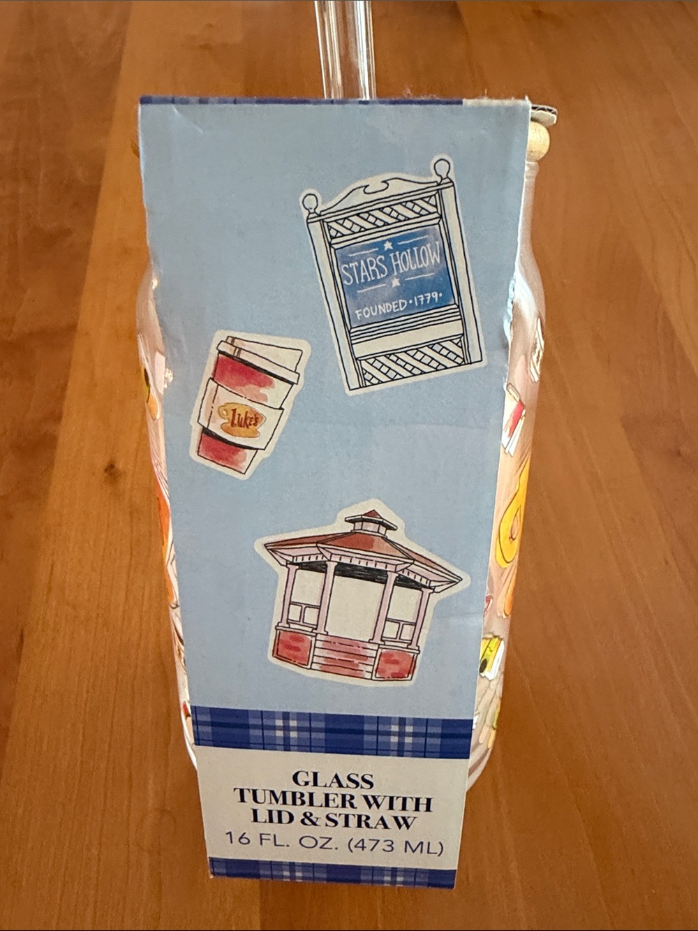 ☕ Gilmore Girls “Luke’s” 16 oz Glass Tumbler with Lid & Straw • NWT - Picture 4 of 8